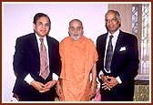 With the world renowned heart surgeon, Dr. Subramaniyam (right), who performed Swamishri's bypass surgery in 1998 and Dr Atul Choksi, the principal founder of 'Krishna Heart Institute' in Ahmedabad