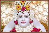 Lord Ghanshyam Maharaj decked with flowers