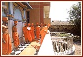 Looking into Gangajaliya well where Shriji Maharaj bathed from its water
