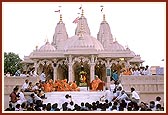Assembly on the mandir podium