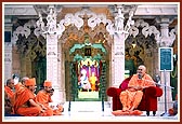 Assembly on the mandir podium