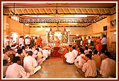 The murti pratishtha ceremony is concluded with arti