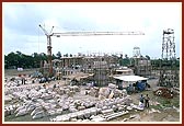 The mandir construction site from the rear