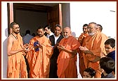 Offering prayers on the mandir grounds