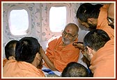 Swamishri shares moments of joy with the entourage of sadhus