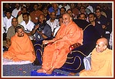 Swamishri is entertained by a stage presentation