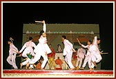 The youths perform a traditional folkdance as a celebration to the pratishtha ceremony