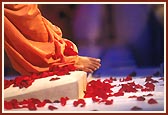 A shower of flower petals honor the Lord and Guru