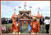 Thakorji is carried in a decorated palanquin