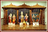 The murtis of Akshar Purushottam Maharaj, Radha Krishna Dev and Guru Parampara, Atlanta mandir