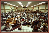 Satsang assembly in the mandir hall