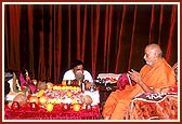 Swamishri during the Maha puja ceremony prior to the murti pratishtha