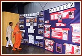 Swamishri viewing the exhibition set up by kishoris