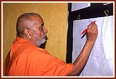 Writing the Swaminarayan Maha mantra in the exhibition
