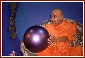 Swamishri with a ball during the \'Hot Potato\' game