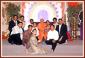 Swamishri with the youths who performed the drama