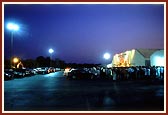 Shree Swaminarayan Mandir, Houston by night