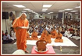 Performing arti of Thakorji in the mandir hall