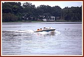 Swamishri and Thakorji during the boat ride