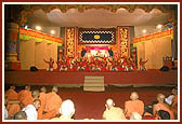 Balaks and kishores perform the welcome dance in the evening assembly