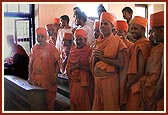 Swamishri at his childhood school in Padra 