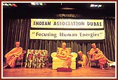 Swamishri during a special assembly by the Indian Association of Dubai