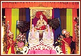 Utsav murti of Bhagwan Swaminarayan in the festive assembly
