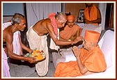 According to tradition, on behalf of the King the Brahmins do pujan of Thakorji and Swamishri