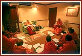 Meeting with Swamishri regarding the reconstruction of villages adopted by BAPS