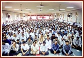 Satsang assembly in the mandir hall