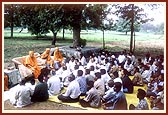An evening assembly on a farm