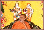 After his morning puja on stage