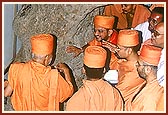 The holy tamarind tree beneath which Shriji Maharaj had initiated three paramhansas, viz: Magniram, Premanand Swami and Anandanand Swami.vv