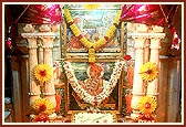 The holy shrine of Akshar Deri with the consecrated imprints of Bhagwan Swaminarayan