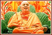 Swamishri during the morning satsang assembly&nbsp;&nbsp;