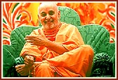 Swamishri during the morning satsang assembly&nbsp;&nbsp;