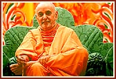 Swamishri during the morning satsang assembly&nbsp;&nbsp;