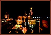 Shri Swaminarayan Mandir, Bochasan, decorated with lights 