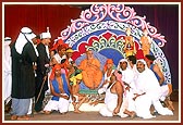Youths enact the story of Gangaram Mal and have a photo session with Swamishri