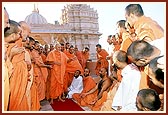  Sadhus entertain Swamishri and receive his blessings