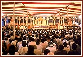 Devotees during the morning puja