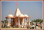 A temporary mandir on the celebration ground