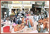 Shri Ghanshyam Maharaj in a decorated float