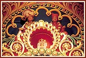 The murtis Bhagwan Swaminarayan, Aksharbrahman Gunatitanand Swami and Shri Harikrishna Mahraj