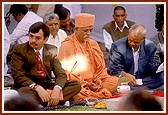 Pujya Doctor Swami during the shilanyas ceremony