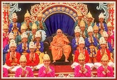 The dance troupe receive blessings from Swamishri