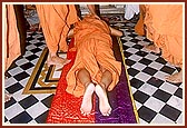 Swamishri prostrates to the murtis