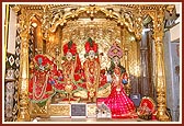 (L to R) Shri Suryanarayan Dev,  Shri Krishna, Shri Baldevji and Shri Revtiji