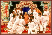 The new sadhaks with Swamishri
