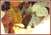 Shastriji Maharaj during the shilanyas ceremony